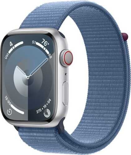Rent to own Apple Watch Series 9 GPS + Cellular 45mm Aluminum Case with Winter Blue Sport Loop - Silver