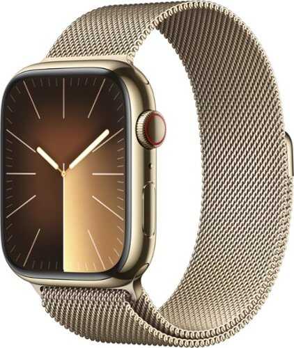Rent to own Apple Watch Series 9 GPS + Cellular 45mm Stainless Steel Case with Gold Milanese Loop - Gold