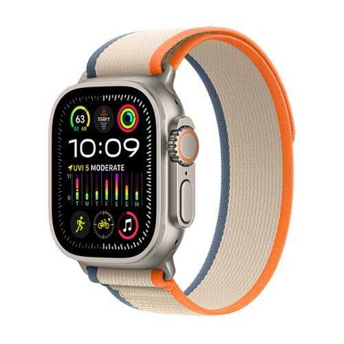Rent to own Apple Watch Ultra 2 GPS + Cellular 49mm Titanium Case with Orange/Beige Trail Loop  (Medium/Large) - Titanium