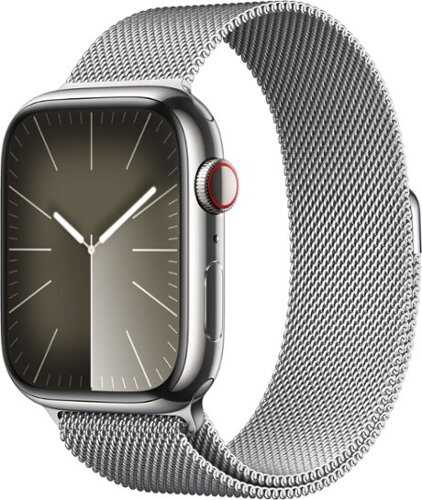Rent to own Apple Watch Series 9 GPS + Cellular 45mm Stainless Steel Case with Silver Milanese Loop - Silver (AT&T)