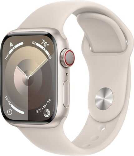 Rent to own Apple Watch Series 9 GPS + Cellular 41mm Aluminum Case with Starlight Sport Band  (Small/Medium) - Starlight (Verizon)