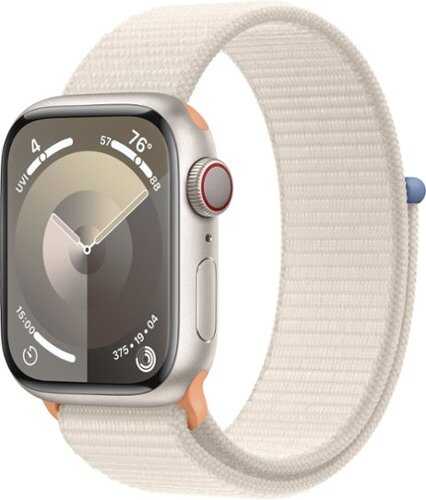 Rent to own Apple Watch Series 9 GPS + Cellular 41mm Aluminum Case with Starlight Sport Loop - Starlight (Verizon)