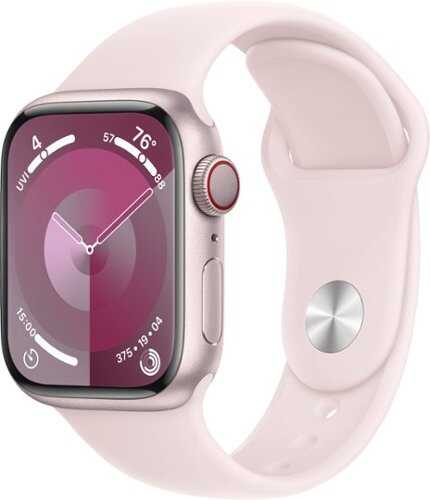 Rent to own Apple Watch Series 9 GPS + Cellular 41mm Aluminum Case with Light Pink Sport Band  (Small/Medium) - Pink (Verizon)