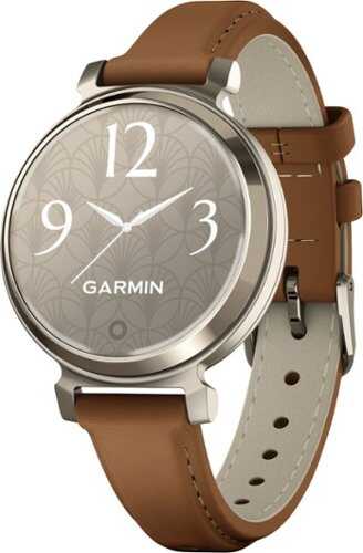 Rent to own Garmin - Lily 2 Classic Smartwatch 34 mm Anodized Aluminum - Cream Gold with Tan Leather Band