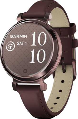 Rent to own Garmin - Lily 2 Classic Smartwatch 34 mm Anodized Aluminum - Dark Bronze with Mulberry Leather Band