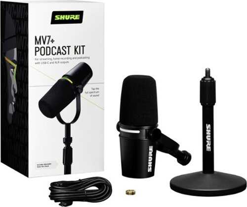 Rent to own Shure - MV7+ USB-C/XLR Dynamic Podcast Microphone Bundle w/Desktop Stand - Black
