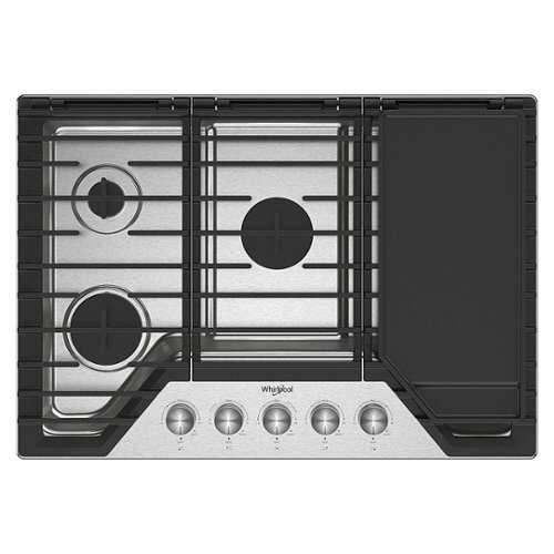 Rent to own Whirlpool - 30" Built-In Gas Cooktop with 2-in-1 Hinged Grate to Griddle - Stainless Steel