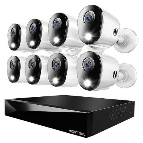 Rent to own Night Owl - 12 Channel 8 Camera Indoor/Outdoor Wired 4K 2TB DVR Security System with 2-way Audio - Black/White