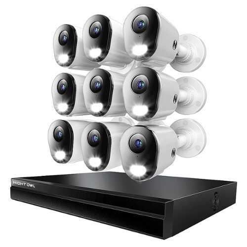 Rent to own Night Owl - 24 Channel 9 Camera Indoor/Outdoor Wired IP 4K 4TB NVR Security System with 2-way Audio - Black/White