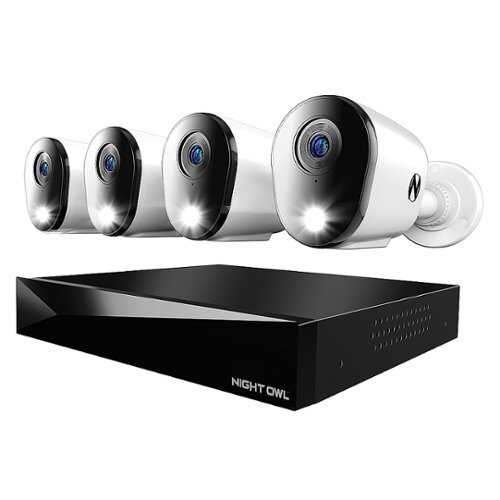 Rent to own Night Owl - 12 Channel 4 Camera Indoor/Outdoor Wired 4K 1TB DVR Security System with 2-way Audio - Black/White