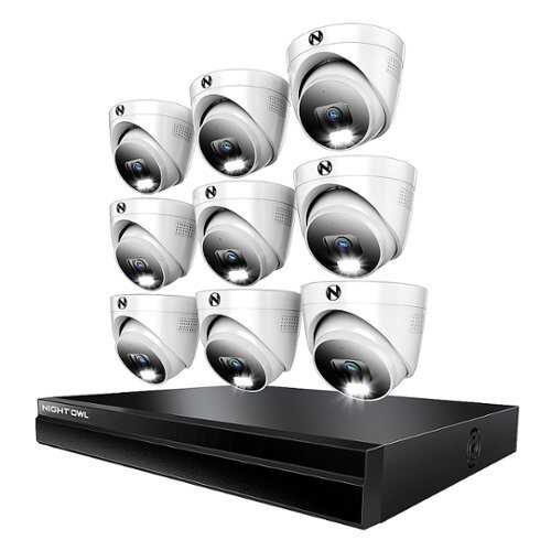 Rent To Own - Night Owl - 24 Channel 9 Dome Camera Indoor/Outdoor Wired IP 4K 4TB NVR Security System with 2-way Audio - Black/White