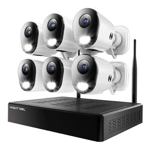 Rent to own Night Owl - 10 Channel 6 Camera Indoor/Outdoor Wireless 4K 1TB NVR Security System with 2-Way Audio - Black/White