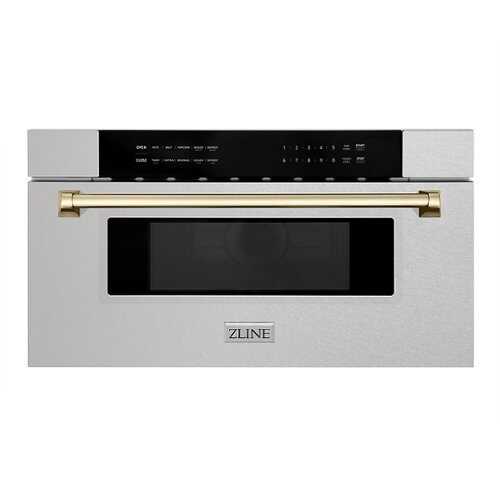 Rent to own ZLINE - Autograph Edition 30" 1.2 cu. ft. Built-In Microwave Drawer in Stainless Steel with Gold Accents