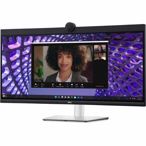 Rent to own Dell - 34.1" IPS LED Curved 60Hz Monitor with HDR (USB, HDMI) - Black, Silver, Dual Color