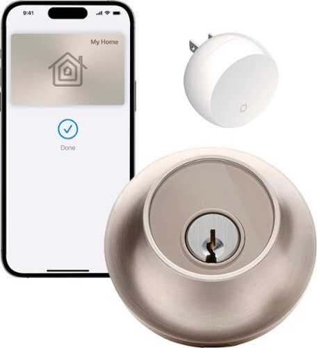 Rent To Own - Level - Lock+ Connect Smart Lock Bluetooth/WiFi Replacement Deadbolt with Apple HomeKey/App/Key - Satin Nickel