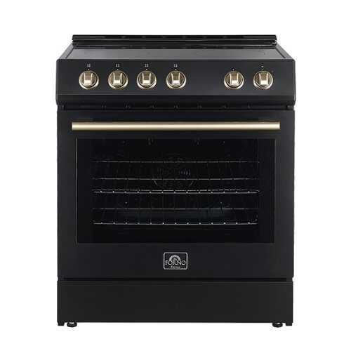 Rent to own Forno Appliances - Leonardo Espresso 5.0 cu. ft. Slide-In Oven Electric Convection Range in Black with Antique Brass Accents - Black