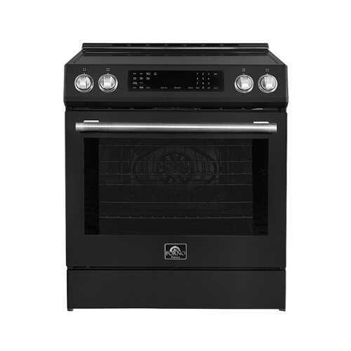 Rent to own Forno Appliances - Donatello 5.0 cu. ft. Slide-In Electric Induction True Convection Range with Antique Brass Accents - Black