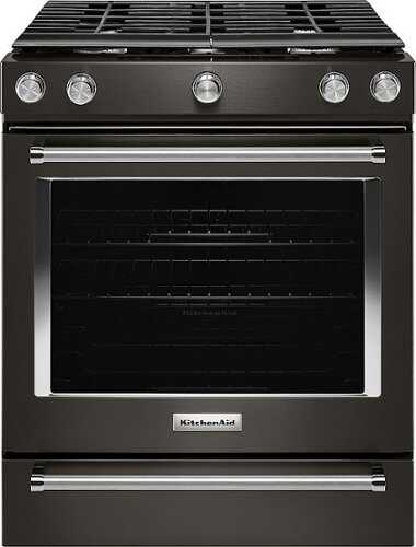 Rent to own KitchenAid - 5.8 Cu. Ft. Slide-In Gas Convection Range - Black Stainless Steel