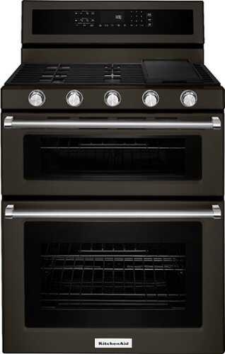 Rent to own KitchenAid - 6.0 Cu. Ft. Self-Cleaning Freestanding Double Oven Gas Convection Range - Black Stainless Steel