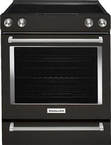 Rent to own KitchenAid - 6.4 Cu. Ft. Self-Cleaning Slide-In Electric Convection Range - Black Stainless Steel