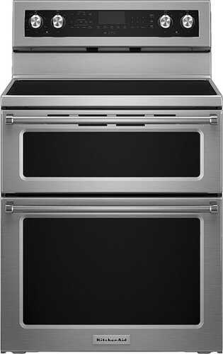 Rent to own KitchenAid - 6.7 Cu. Ft. Self-Cleaning Freestanding Double Oven Electric Convection Range - Stainless Steel