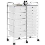 Rent to own Yaheetech 15 Drawer Rolling Storage Cart Bin Organizer, White