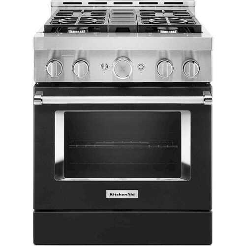 Rent to own KitchenAid - Commercial-Style 4.1 Cu. Ft. Slide-In Gas True Convection Range with Self-Cleaning - Imperial Black