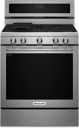 Rent to own KitchenAid - 5.8 Cu. Ft. Self-Cleaning Freestanding Gas True Convection Range with Even-Heat - Stainless Steel