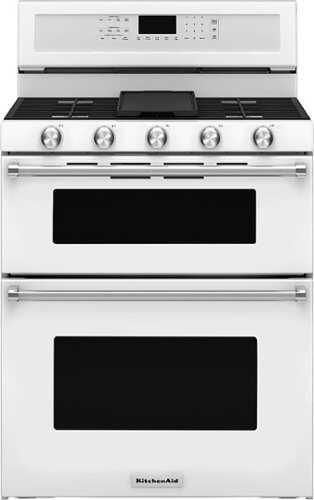 Rent to own KitchenAid - 6.0 Cu. Ft. Self-Cleaning Freestanding Double Oven Gas Convection Range - White