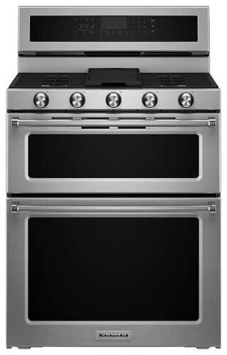 Rent to own KitchenAid - 6.7 Cu. Ft. Self-Cleaning Freestanding Double Oven Dual Fuel Convection Range - Stainless Steel