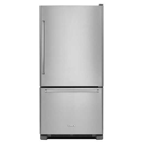 Rent to own KitchenAid - 19 Cu. Ft. Bottom-Freezer Refrigerator with Produce Preserver - Stainless Steel