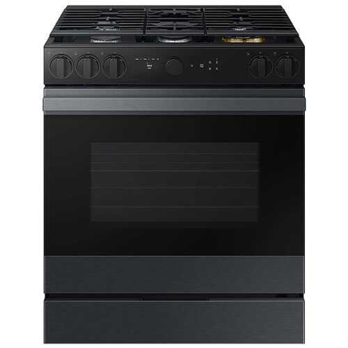 Rent to own Samsung - Bespoke 6.0 Cu. Ft. Slide-In Gas Range with Air Sous Vide - Matte Black Steel