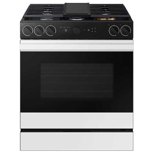 Rent to own Samsung - Bespoke 6.0 Cu. Ft. Slide-In Gas Range with Smart Oven Camera - White Glass