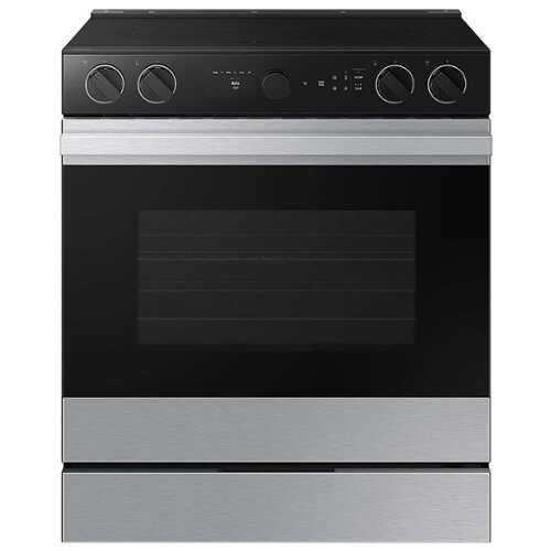 Rent to own Samsung - OPEN BOX Bespoke 6.3 Cu. Ft. Slide-In Electric Range with Smart Oven Camera - Stainless Steel