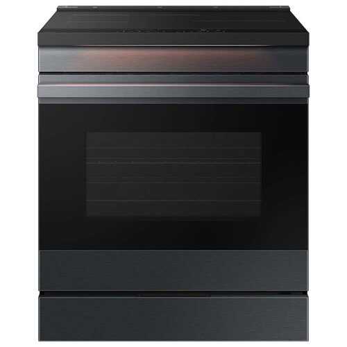 Rent to own Samsung - Bespoke 6.3 Cu. Ft. Slide-In Electric Induction Range with Ambient Edge Lighting - Matte Black Steel