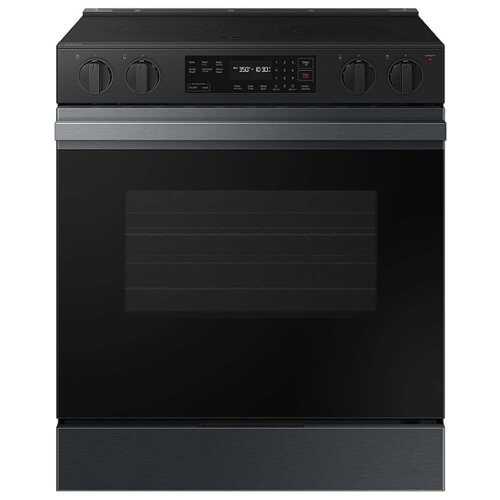 Rent to own Samsung - Bespoke 6.3 Cu. Ft. Slide-In Electric Range with Precision Knobs - Matte Black Steel