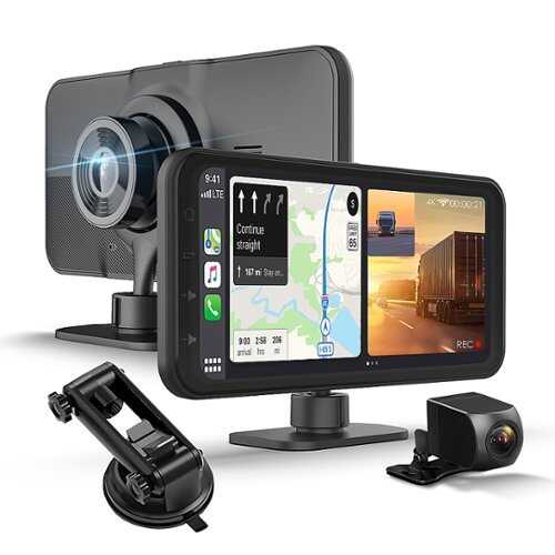 Rent to own Rexing - 4K Dash Cam Front and Rear with CarPlay & Android Auto - Black