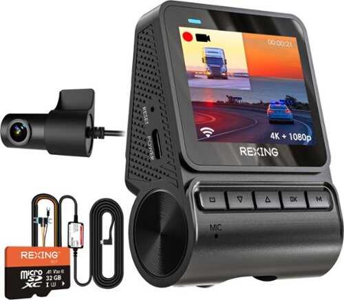 Rent to own Rexing - V1P Flex X4 4K WiFi Dual Dash Cam - Black