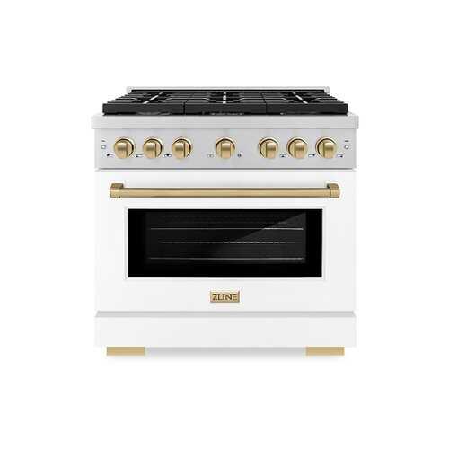 Rent to own ZLINE 36 in. 5.2 cu. ft. Freestanding  Gas Range with Gas Oven in Stainless Steel with White Matte Door - Stainless Steel