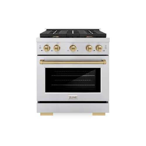 Rent to own ZLINE 30 in. 4.2 cu. ft. Freestanding Gas Range with Gas Oven in Stainless Steel and Champagne Bronze Accents - Stainless Steel