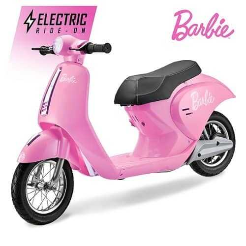 Rent to own Hyper - BARBIE Retro Scooter, Powered Ride-on with Easy Twist Throttle and 14MPH Max Speed - Pink