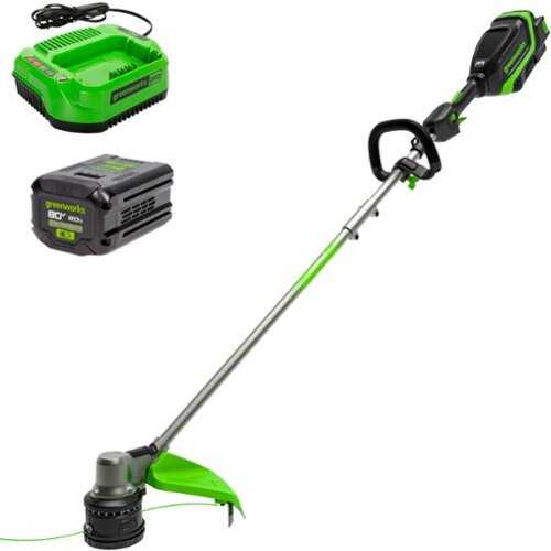 Rent to own Greenworks - 80V 17” Brushless String Trimmer (1 x 2.0Ah Battery and 1 x Charger) - Black/Green