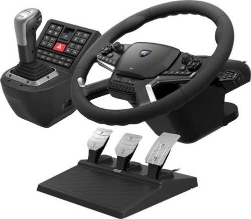 Rent to own HORI Truck Control System for Windows 11/10 with Force Feedback Steering Wheel, Shifter Control Panel, & Pedals - Black