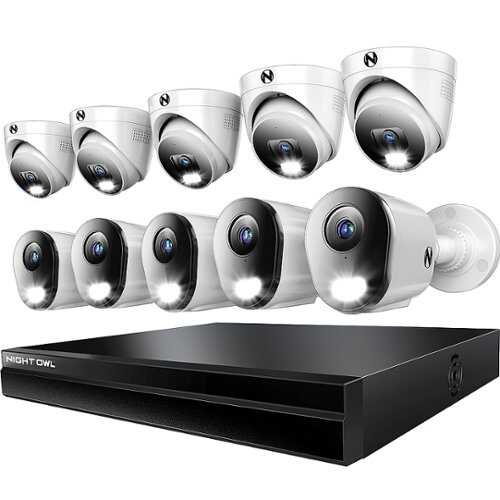 Rent to own Night Owl - 24-Channel, 10-Camera Indoor/Outdoor Wired IP 4K 4TB NVR Security System - Black/White