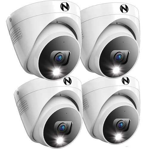 Rent To Own - Night Owl - 4-Camera Indoor/Outdoor Add On Wired 2K Security Dome Cameras with 2-Way Audio - White