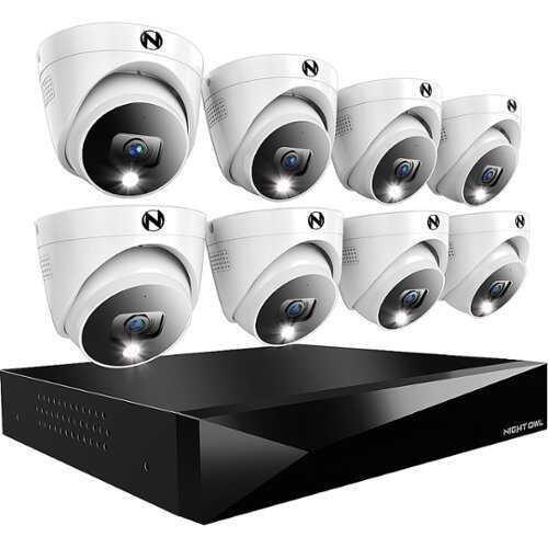 Rent To Own - Night Owl - 12-Channel, 8-Camera Dome Indoor/Outdoor Wired 2K 2TB DVR Security System with 2-Way Audio - Black/White