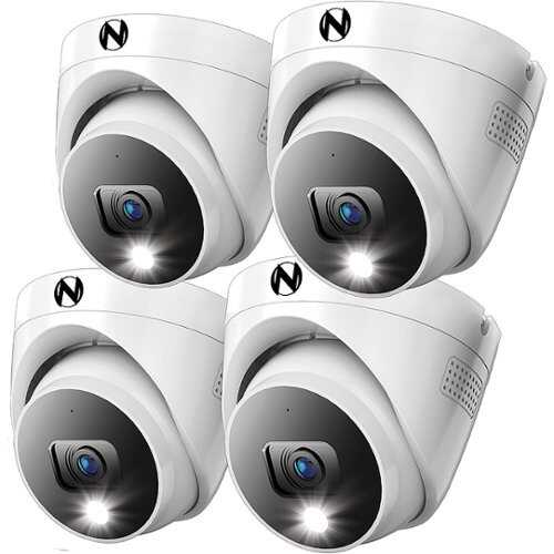 Rent To Own - Night Owl - 4-Camera Indoor/Outdoor Add On Wired 4K Security Dome Cameras with 2-Way Audio - White