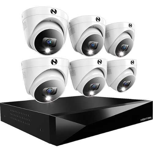 Rent To Own - Night Owl - 12-Channel, 6-Camera Dome Indoor/Outdoor Wired 2K 2TB DVR Security System with 2-Way Audio - Black/White