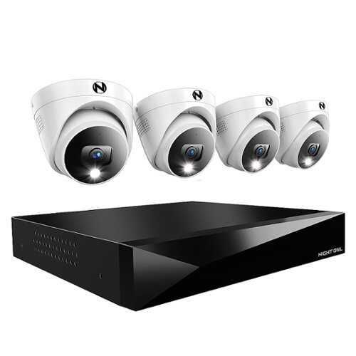 Rent To Own - Night Owl - 2-Channel, 4-Camera Dome Indoor/Outdoor Wired 2K 2TB DVR Security System with 2-Way Audio - Black/White