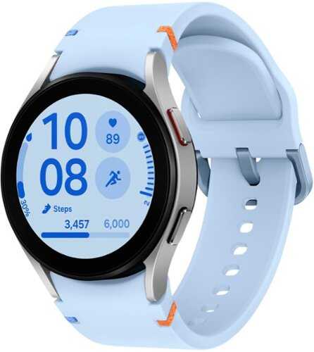 Rent to own Samsung - Galaxy Watch FE Smartwatch 40mm BT with Blue Band - Silver